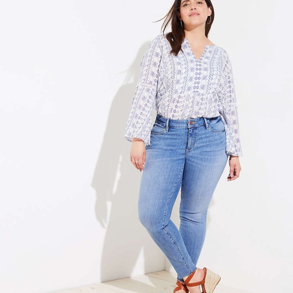 LOFT Denim - LOFT FRAYED BOTTOM STRETCH SKINNY JEANS